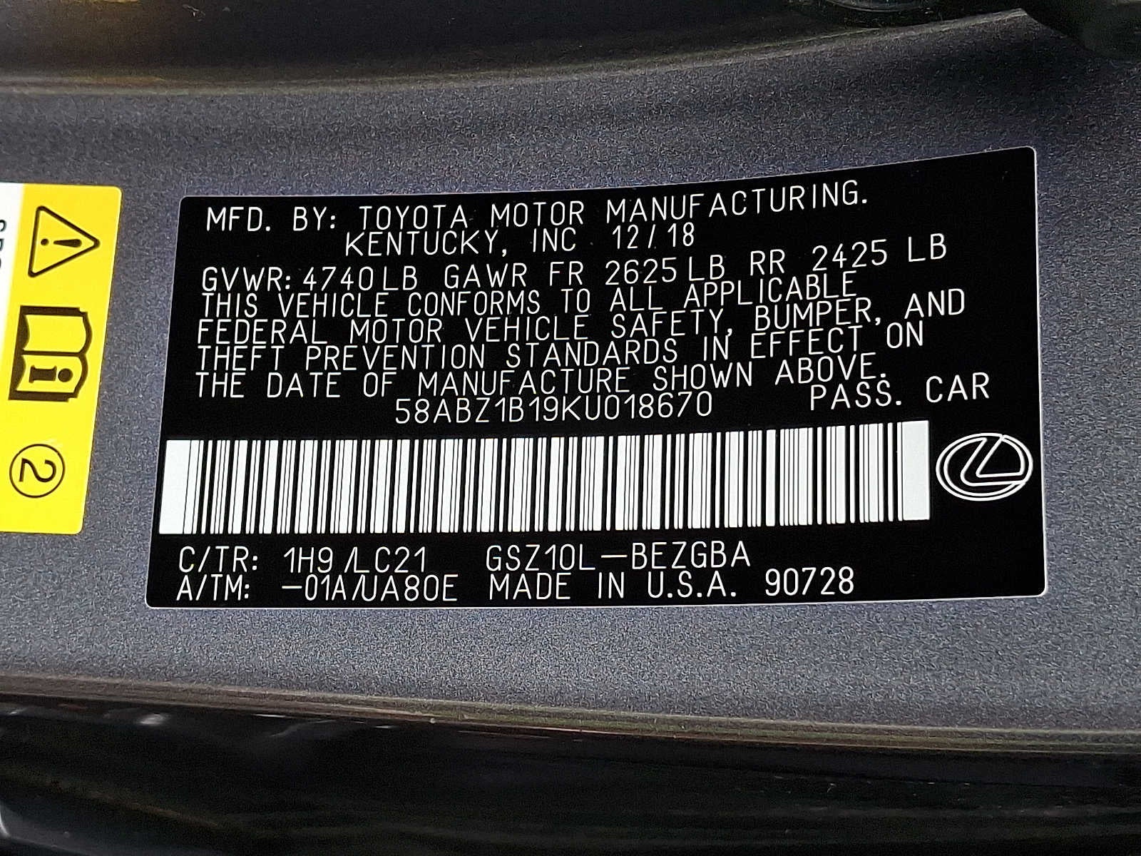 2019 Lexus ES ES 350 Ultra Luxury FWD