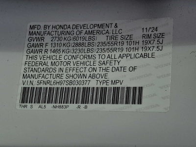 2025 Honda Odyssey Elite Auto