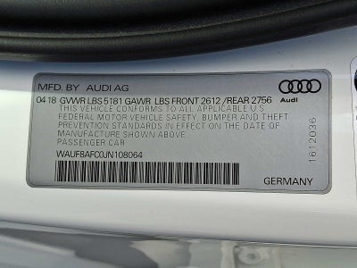 2018 Audi A6 2.0 TFSI Premium quattro AWD