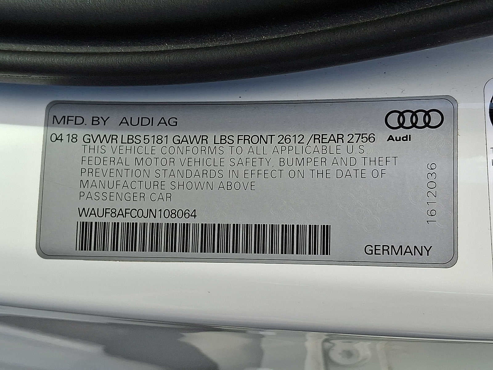 2018 Audi A6 2.0 TFSI Premium quattro AWD
